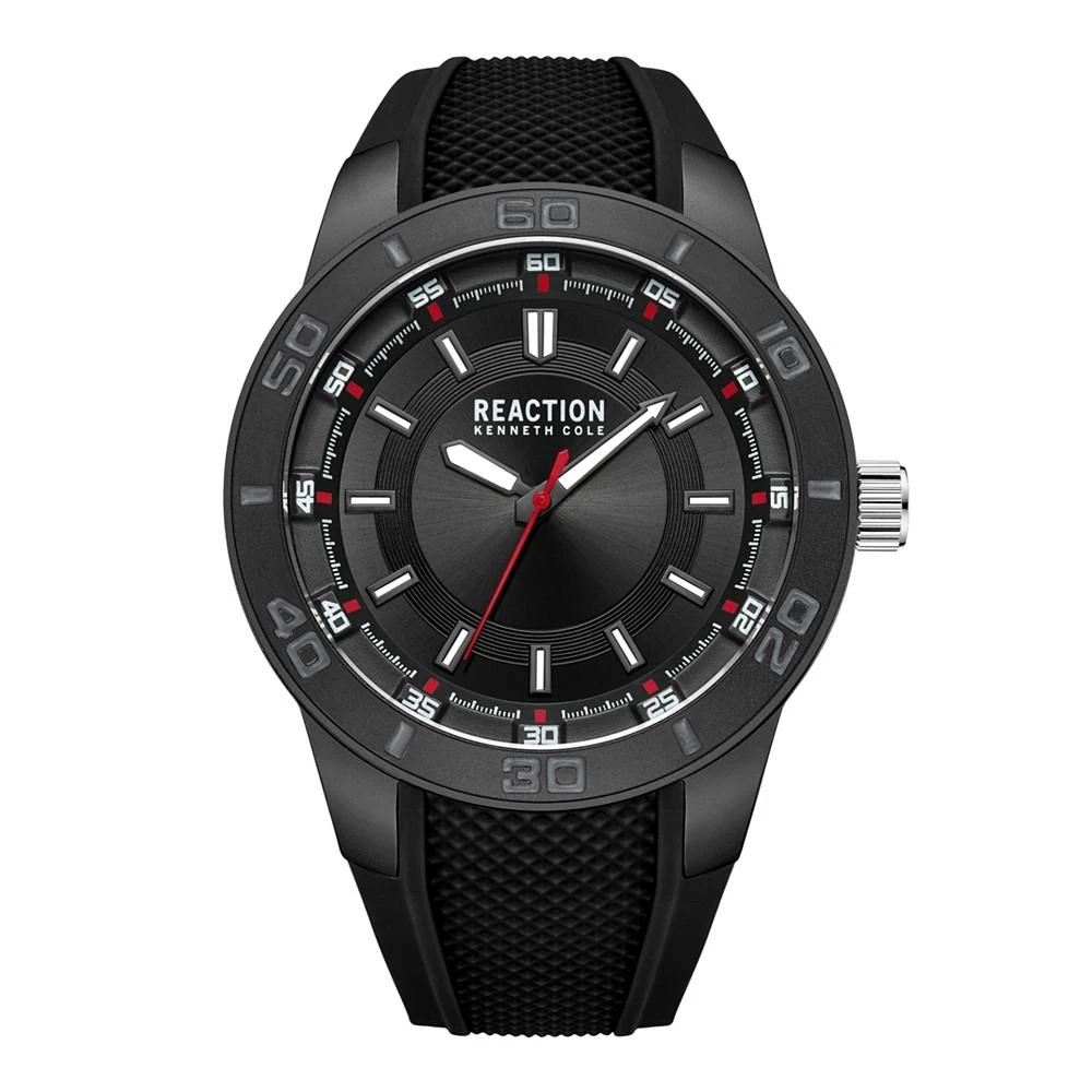 商品Kenneth Cole|Men's Sporty Three Hand Black Silicon Strap Watch, 49mm,价格¥561,第1张图片