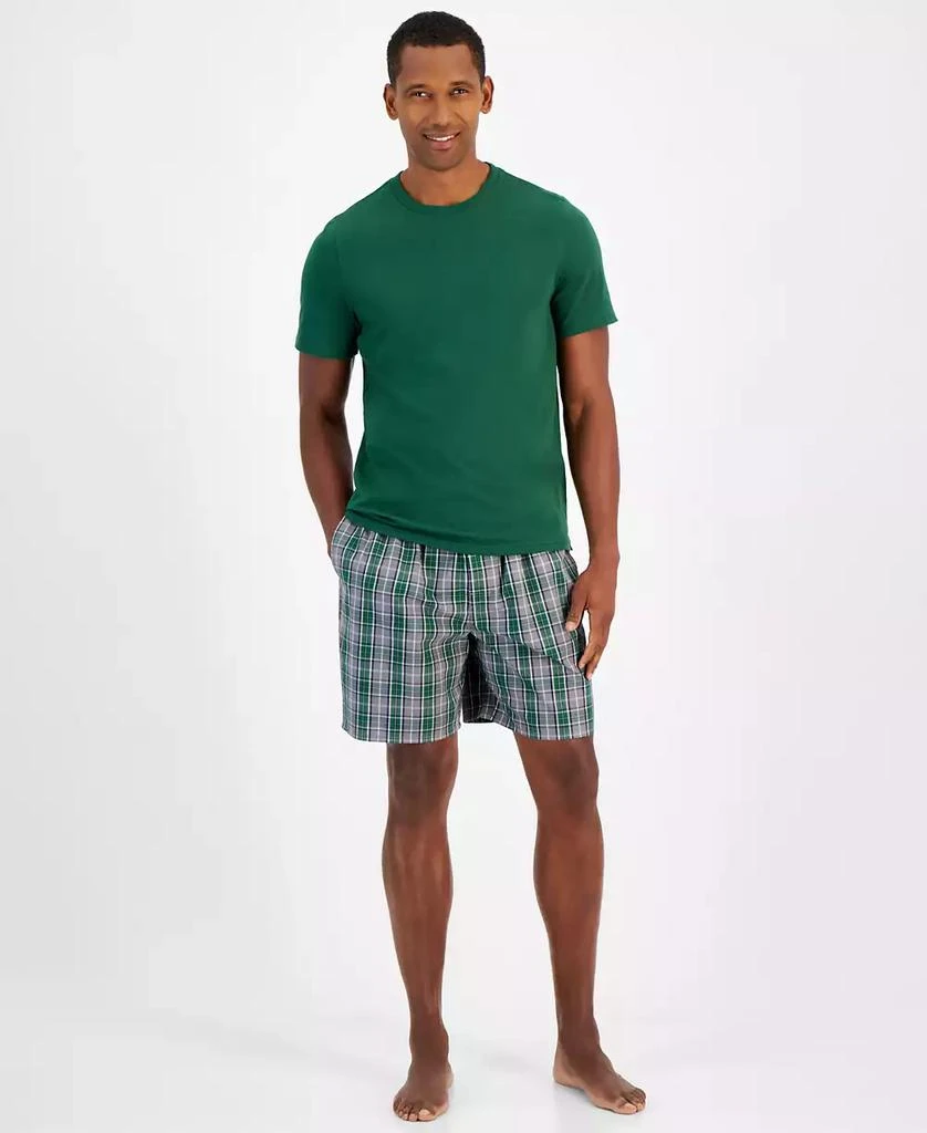 商品Club Room|Men's Solid T-Shirt & Woven Plaid Boxer Set, Created for Macys,价格¥150,第1张图片