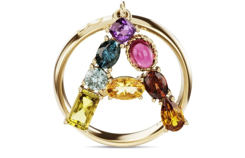 商品Dolce & Gabbana|Rainbow alphabet A ring in yellow gold with multicolor fine gems,价格¥15580,第1张图片