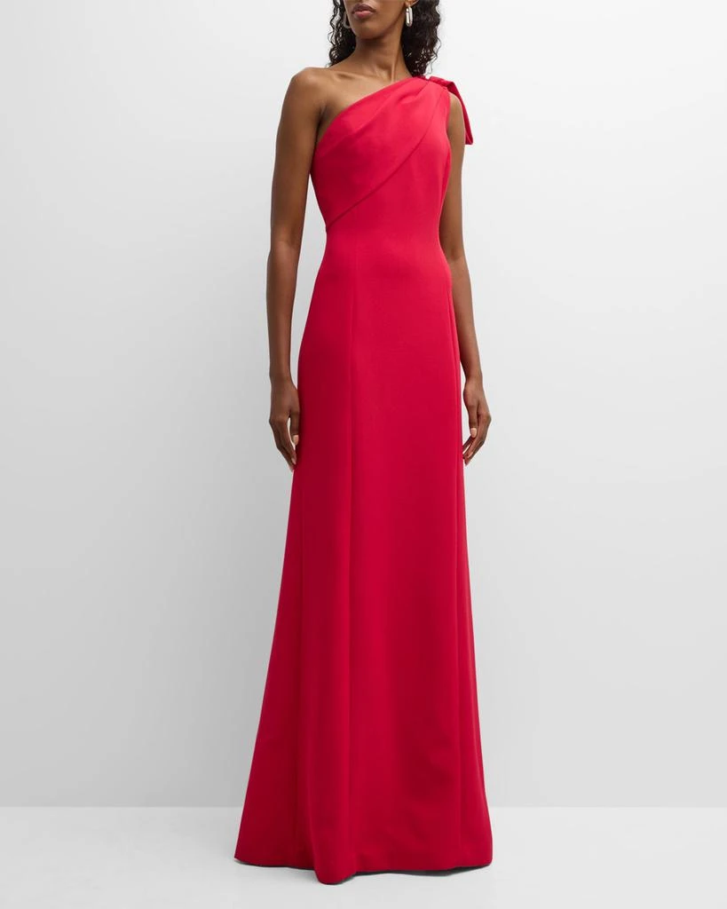 商品Teri Jon|One-Shoulder Draped Crepe Gown,价格¥2872,第1张图片