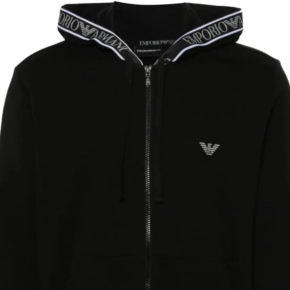 商品[国内直发] Emporio Armani|阿玛尼 字母品牌Logo图案连帽修身长袖夹克外套 男款 黑色,价格¥1873,第9张图片详细描述