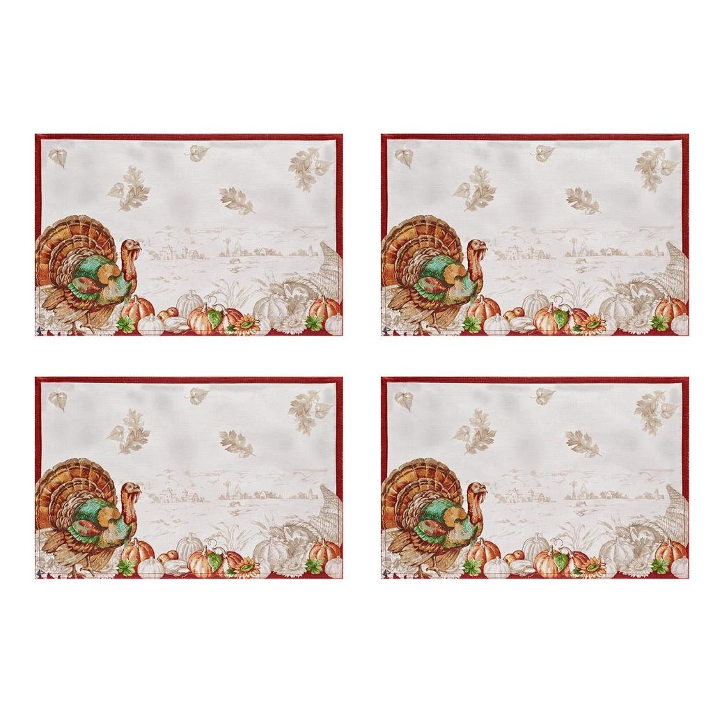 商品Elrene Home Fashions|Holiday Turkey Bordered Fall Placemat, Set of 4,价格¥228,第1张图片