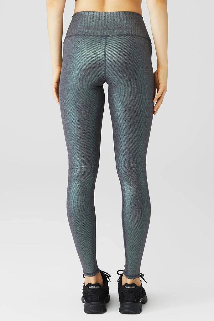 商品Alo|Alosoft Ribbed High-Waist Shimmer Legging - Dark Grey Iridescent,价格¥837,第2张图片详细描述