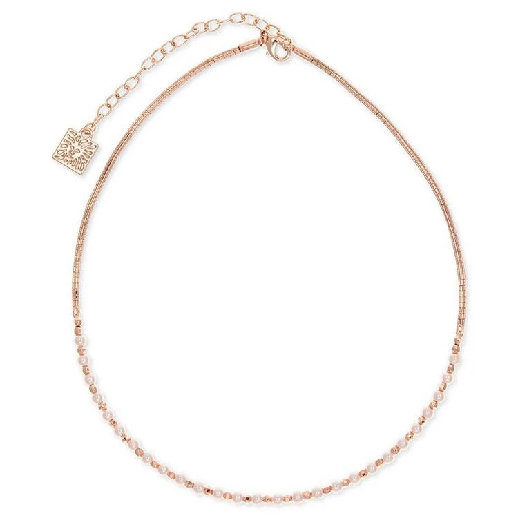 商品Anne Klein|Rose Gold-Tone & Blush Imitation Pearl Beaded Choker Necklace,价格¥69,第2张图片详细描述