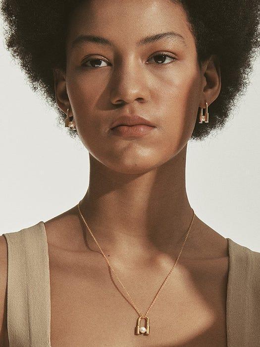 商品hyeres-lor|H Edition Silver Dual H Pearl Necklace,价格¥1697,第5张图片详细描述