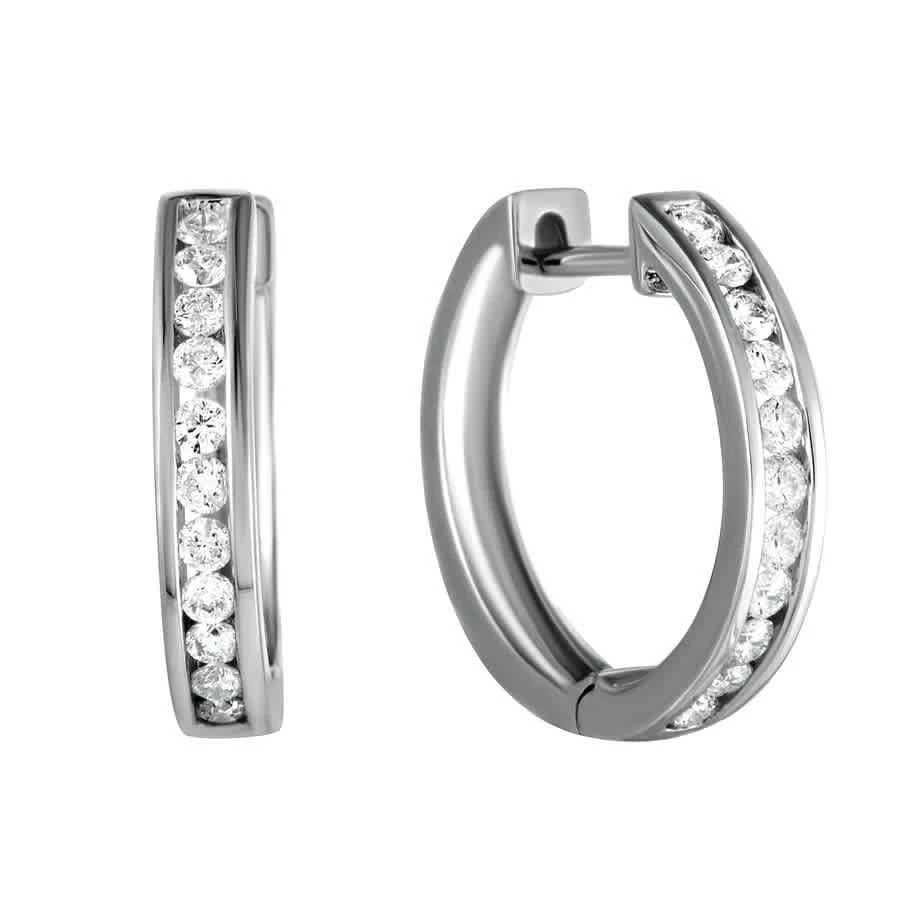 商品LB Exclusive|14K White Gold 0.50 ct Diamond Small Hoop Earrings,价格¥4790,第2张图片详细描述