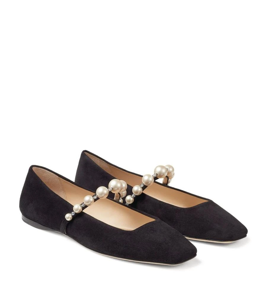 商品Jimmy Choo|Ade Embellished Suede Ballerina Flats,价格¥6899,第4张图片详细描述