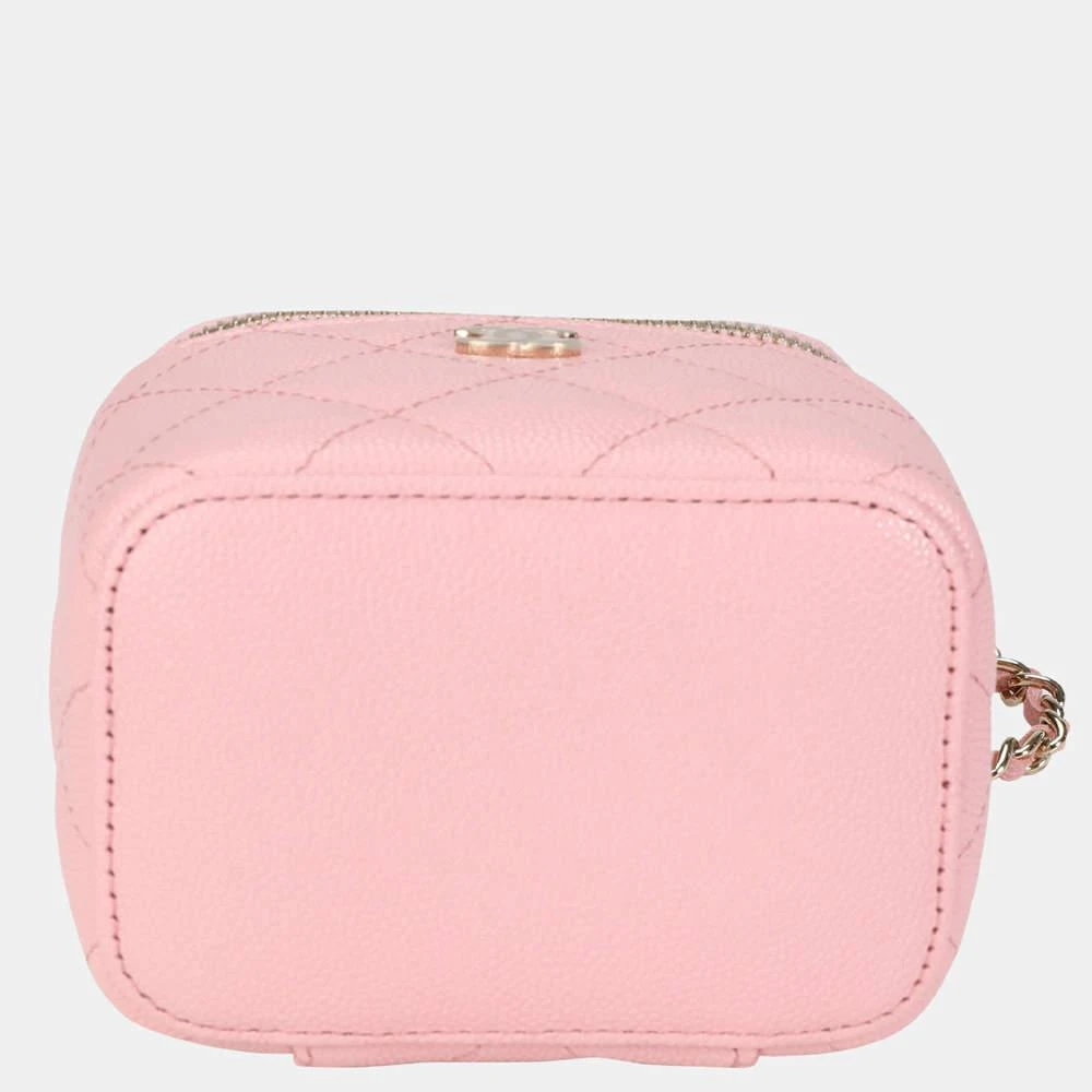 商品[二手商品] Chanel|Chanel Pink Quilted Caviar Mini Vanity Case with Chain,价格¥32168,第4张图片详细描述