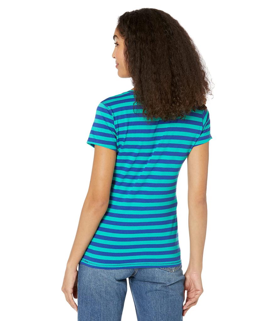 Striped V-Neck Tee Shirt商品第2张图片规格展示