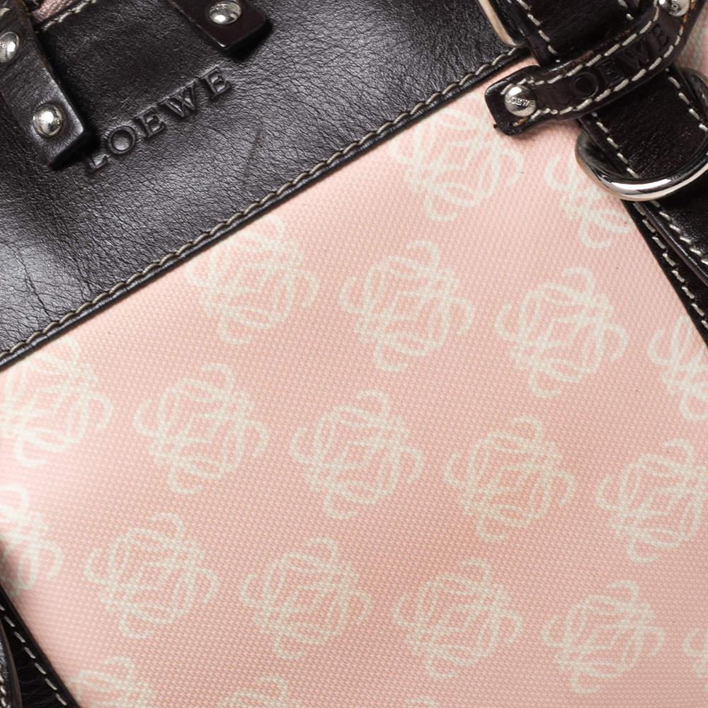 Loewe Pink/Brown Monogram Nylon and Leather Satchel商品第5张图片规格展示