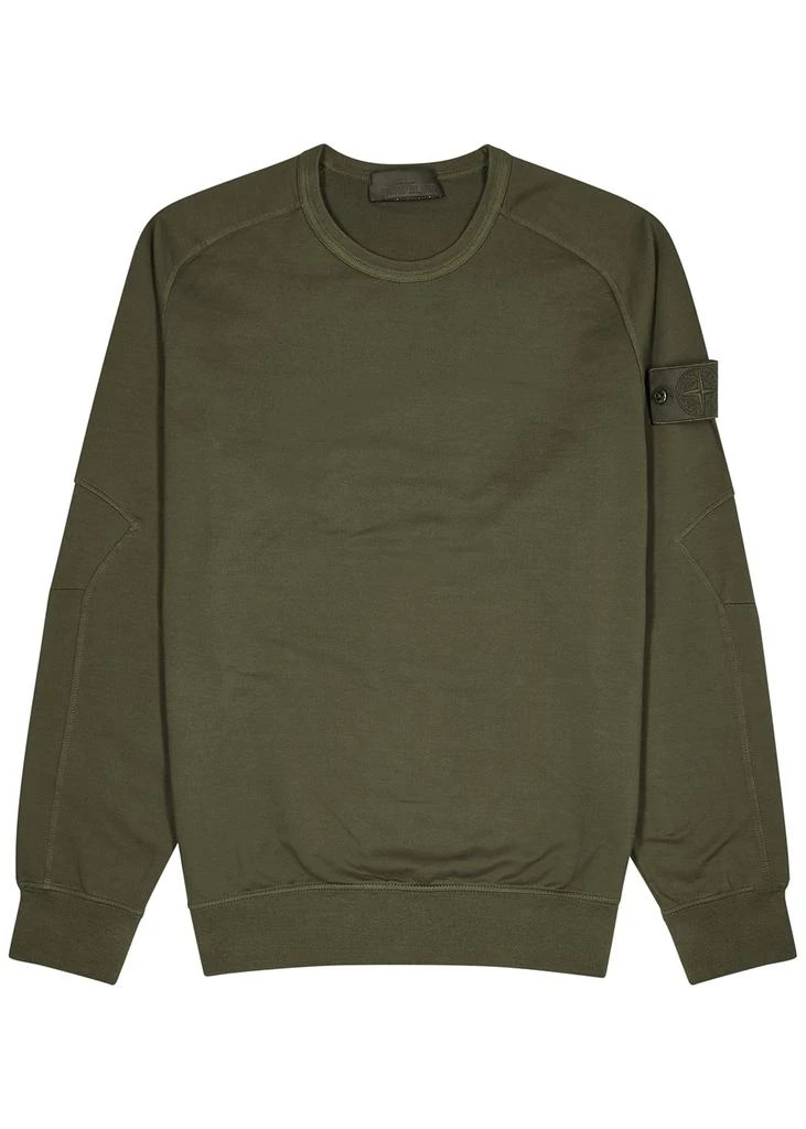 商品Stone Island|Army green cotton-jersey sweatshirt 卫衣,价格¥2181,第1张图片