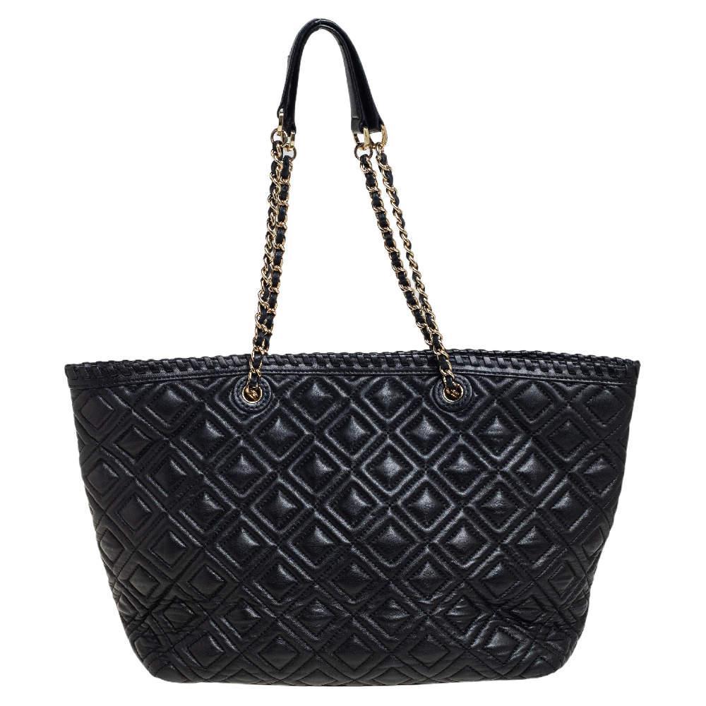 商品[二手商品] Tory Burch|Tory Burch Black Quilted Leather Marion Tote,价格¥1397,第6张图片详细描述