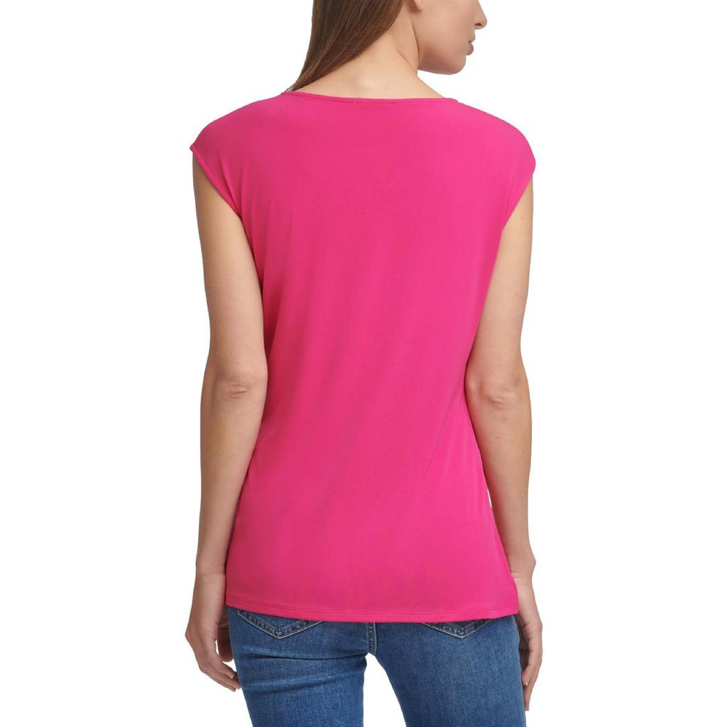 Calvin Klein Womens Gathered Cap Sleeve Pullover Top商品第5张图片规格展示
