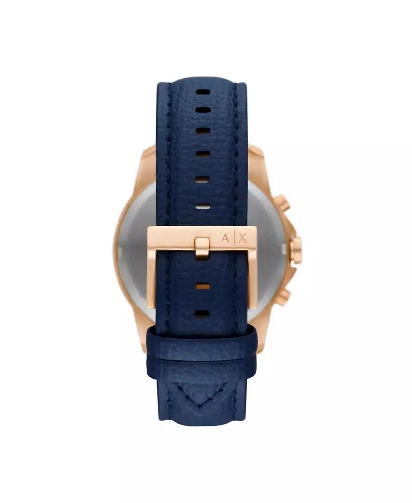 商品Armani Exchange|Men's Chronograph Blue Leather Strap Watch 44mm,价格¥1677,第3张图片详细描述