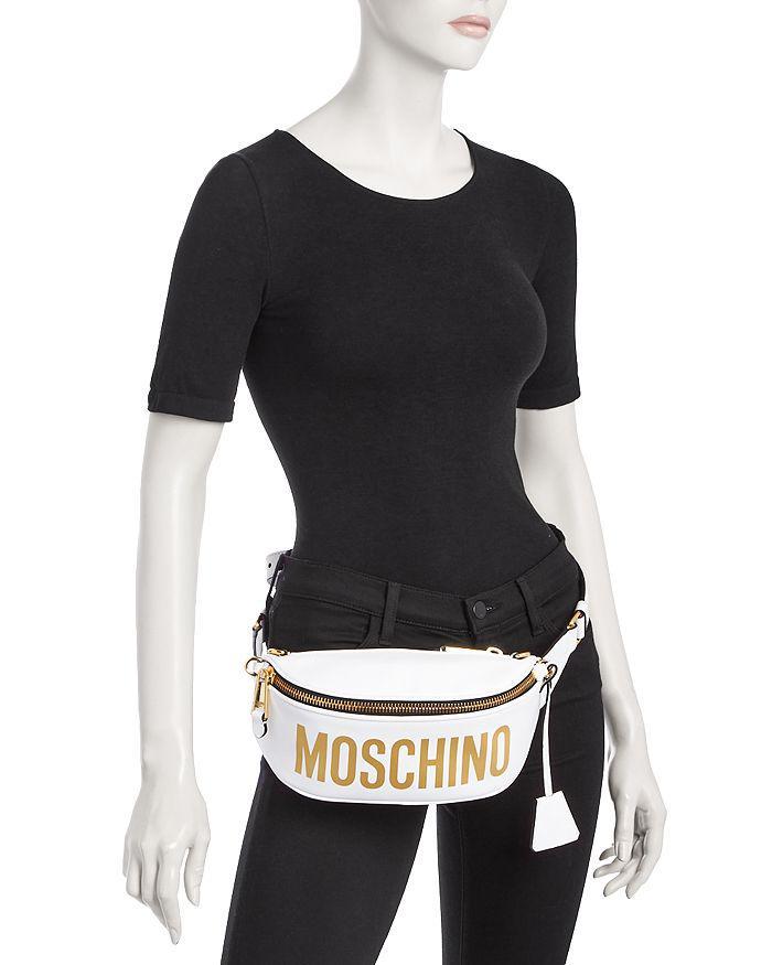 商品Moschino|Logo Print Leather Belt Bag,价格¥5085,第4张图片详细描述