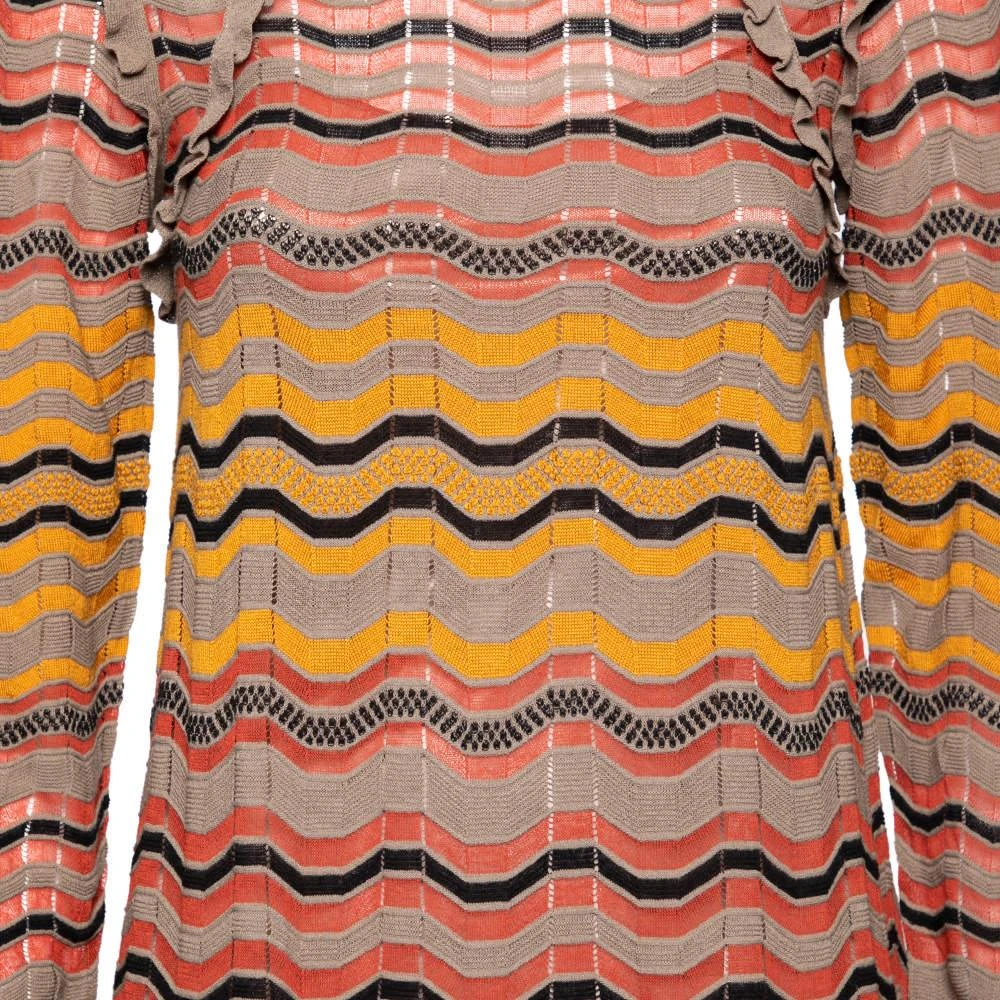 商品Missoni|M Missoni Multicolor Wave Perforated Pattern Knit Ruffle Detailed Midi Dress S,价格¥1901,第4张图片详细描述