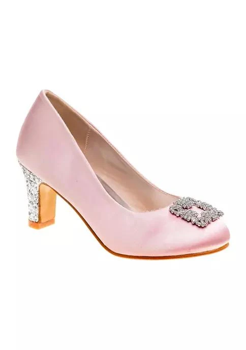 商品Badgley Mischka|Mischka Little Girls Heel Dress Shoes,价格¥584,第1张图片