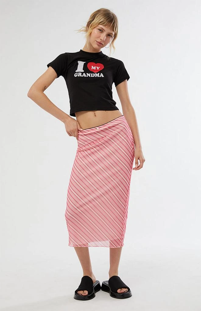 商品Daisy Street|Stripe Mesh Midi Skirt,价格¥192,第1张图片