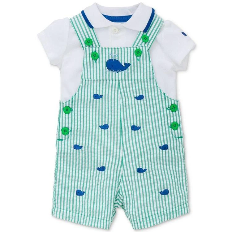 商品Little Me|2-Pc. Cotton Polo Shirt & Whales Overall Set, Baby Boys (0-24 months),价格¥180,第1张图片