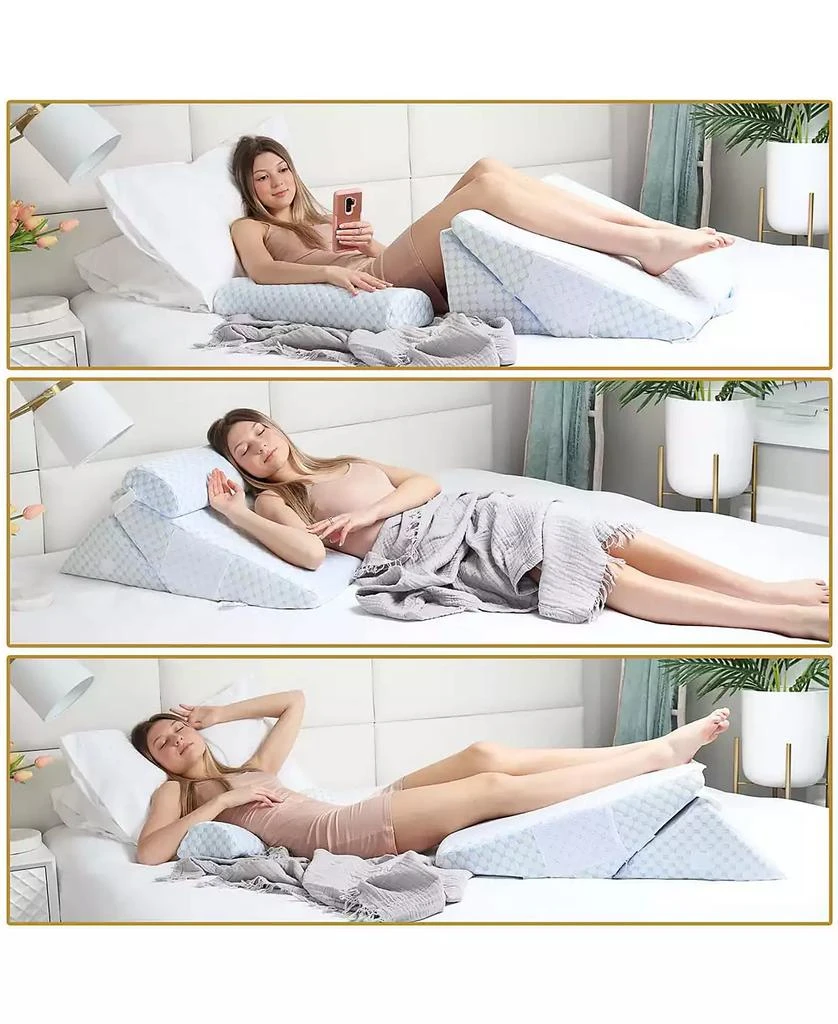 Supportive Cooling Gel Memory Foam Triangle Bed Wedge Pillow - Adjustable Hight 商品