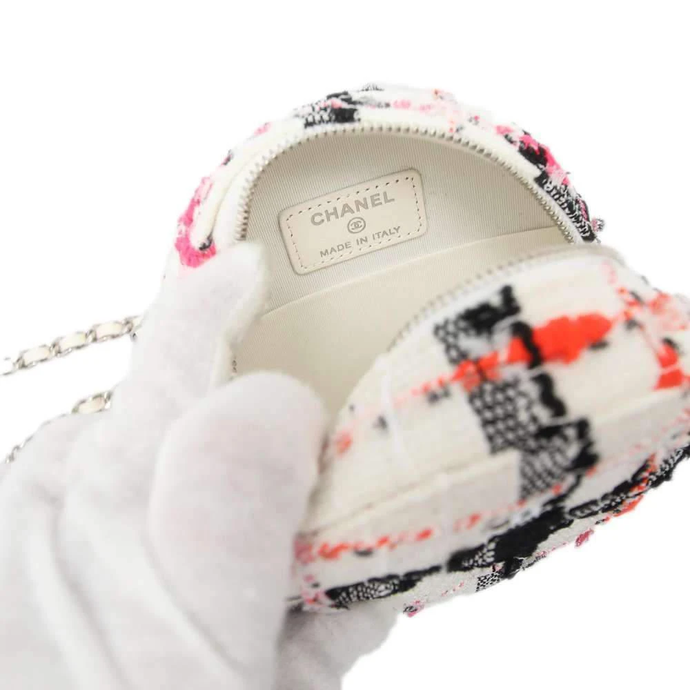 Chanel White/Black Tweed Small CC Logo Round Chain Shoulder Bag 商品