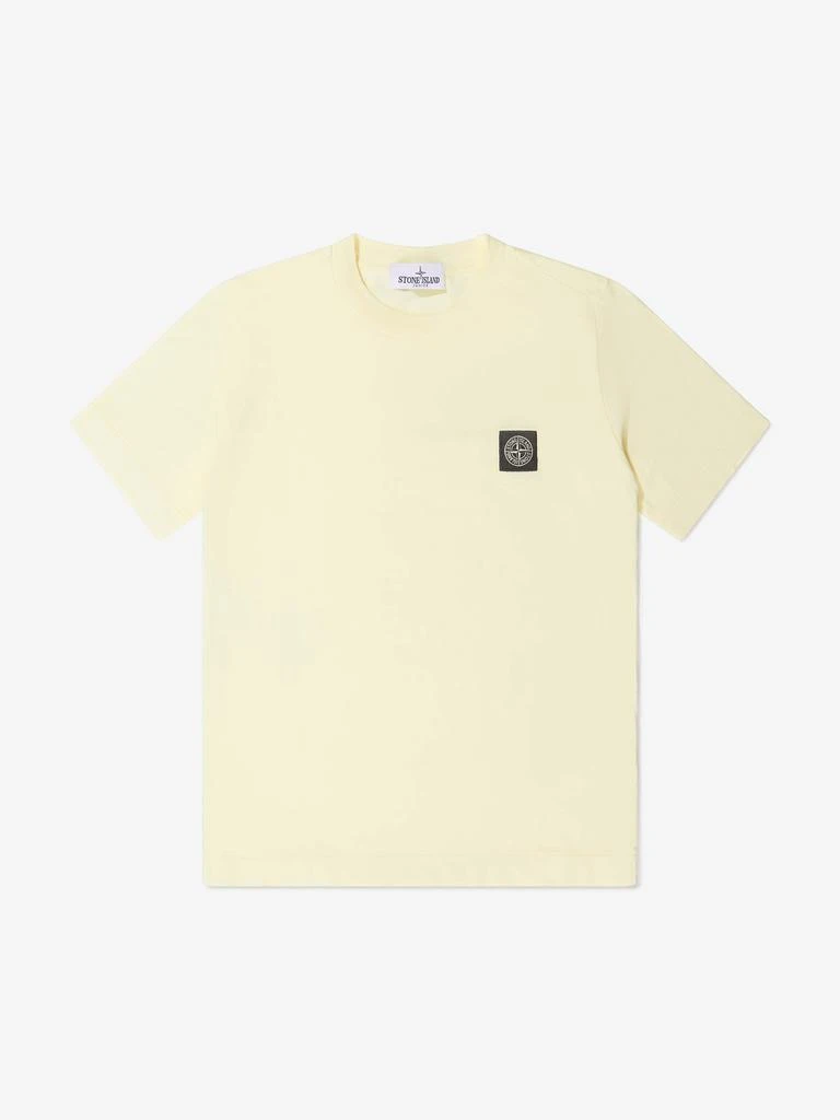商品Stone Island|Stone Island Pink, Yellow, Blue, Cream, Lilac, Navy Boys Cotton Short Sleeve Logo T-Shirt,价格¥419,第4张图片详细描述