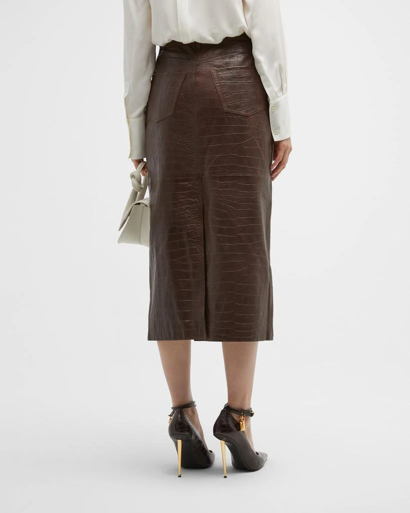 Crocodile Embossed Leather Midi Skirt 商品