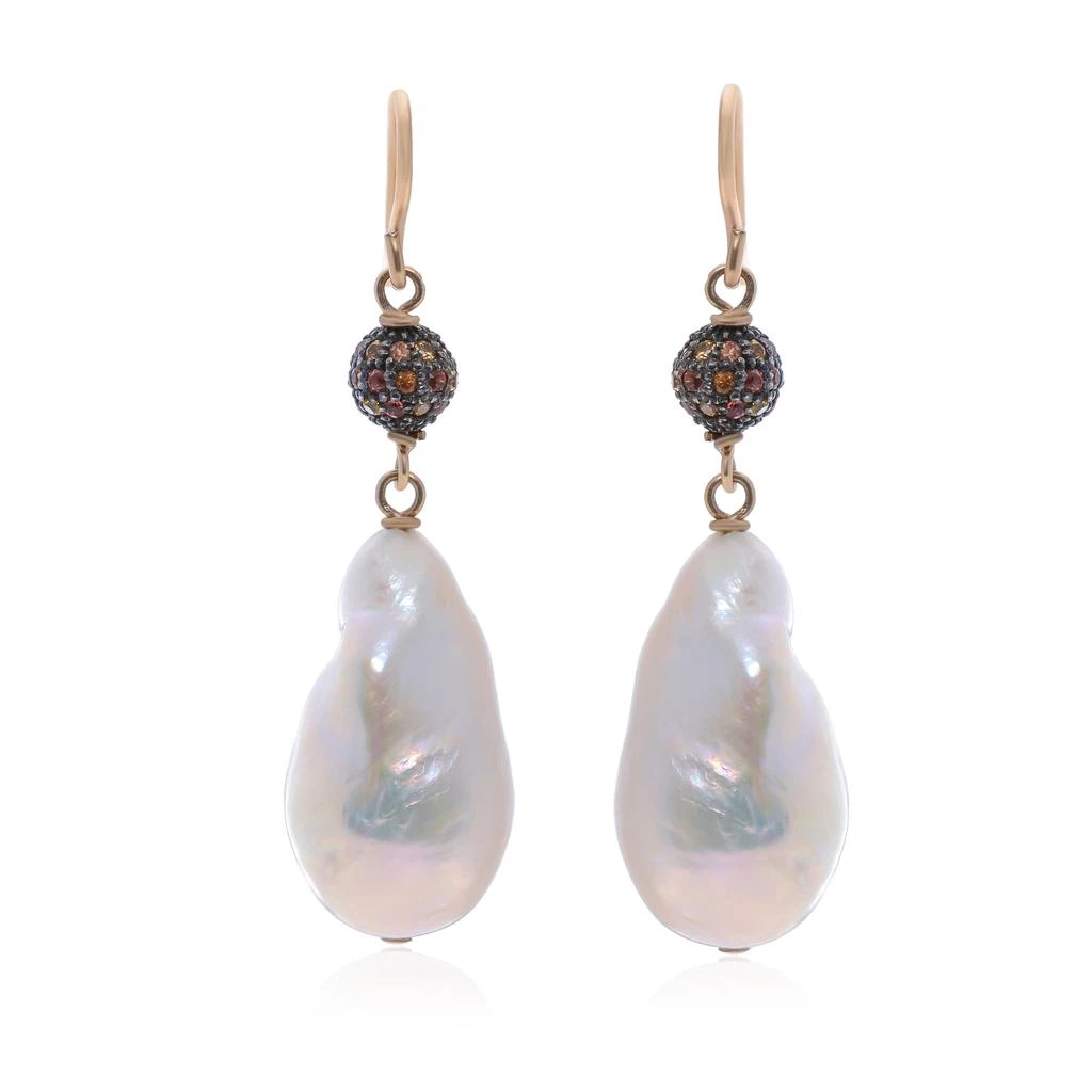 商品Zydo|Zydo Sterling Silver Sapphire 0.80ct. tw. and Pearl 12mm Drop Earrings,价格¥5946,第1张图片