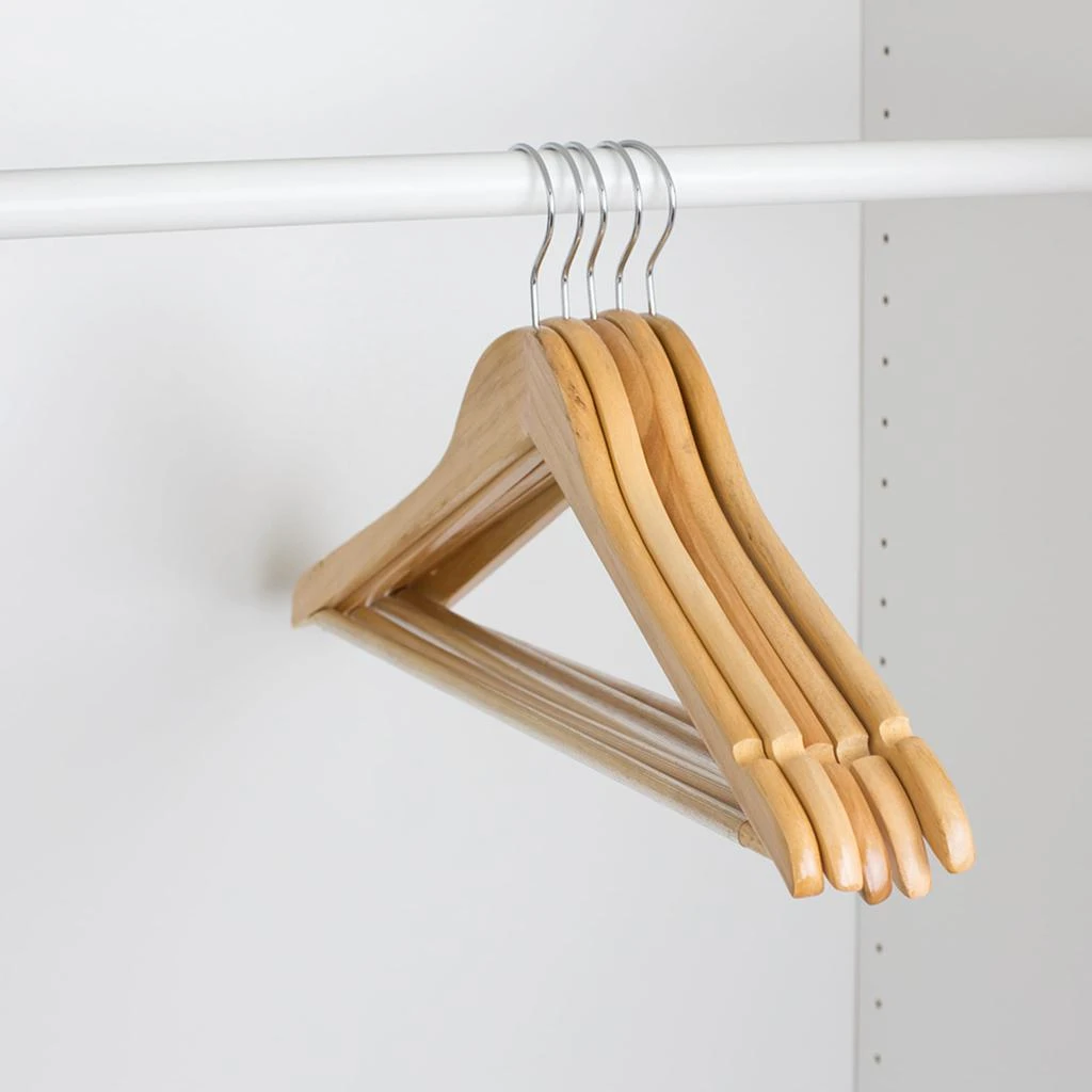 商品Home Basics|Home Basics Non-Slip Wood Hanger, (Pack of 5), Natural,价格¥131,第3张图片详细描述