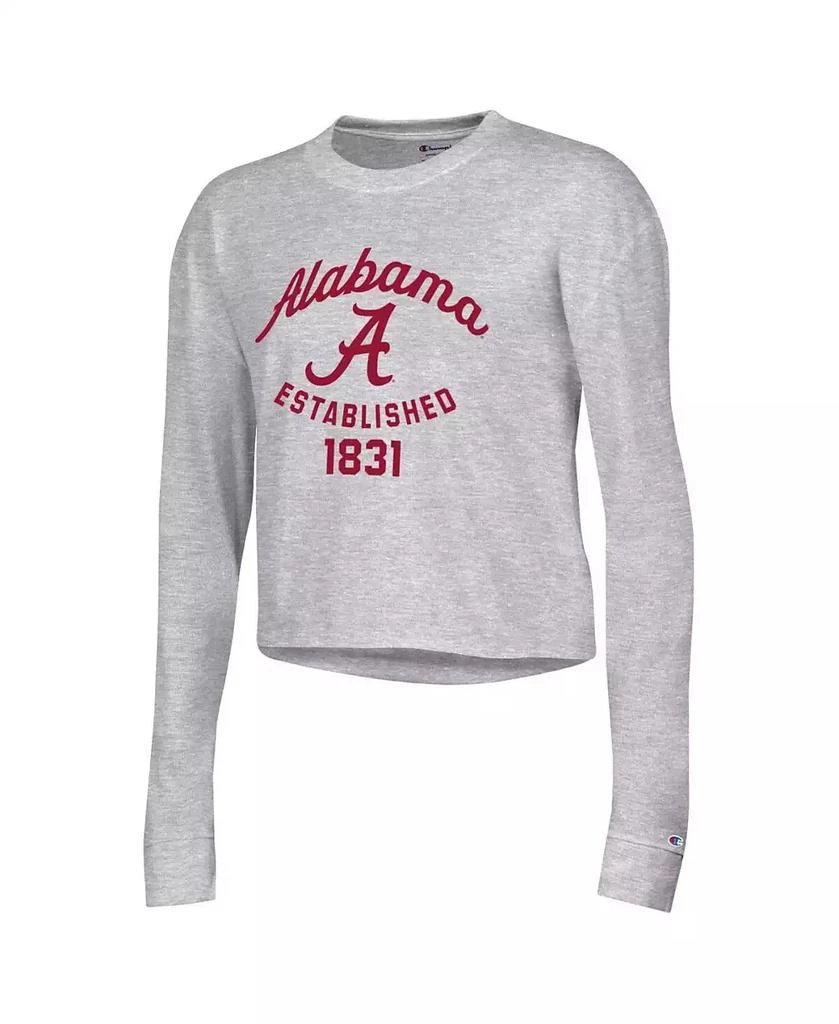 商品CHAMPION|Women's Gray Alabama Crimson Tide Boyfriend Cropped Long Sleeve T-shirt,价格¥262,第3张图片详细描述