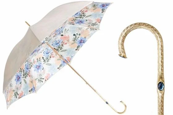 Pasotti 葩莎帝 象牙色花纹伞面 复古手柄 晴雨伞 商品