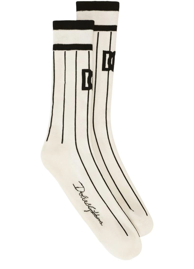 商品Dolce & Gabbana|Striped cotton jacquard socks with logo,价格¥698,第1张图片