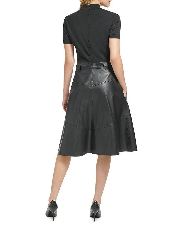 商品Karl Lagerfeld Paris|Jersey & Faux Leather Combo Dress,价格¥828,第2张图片详细描述