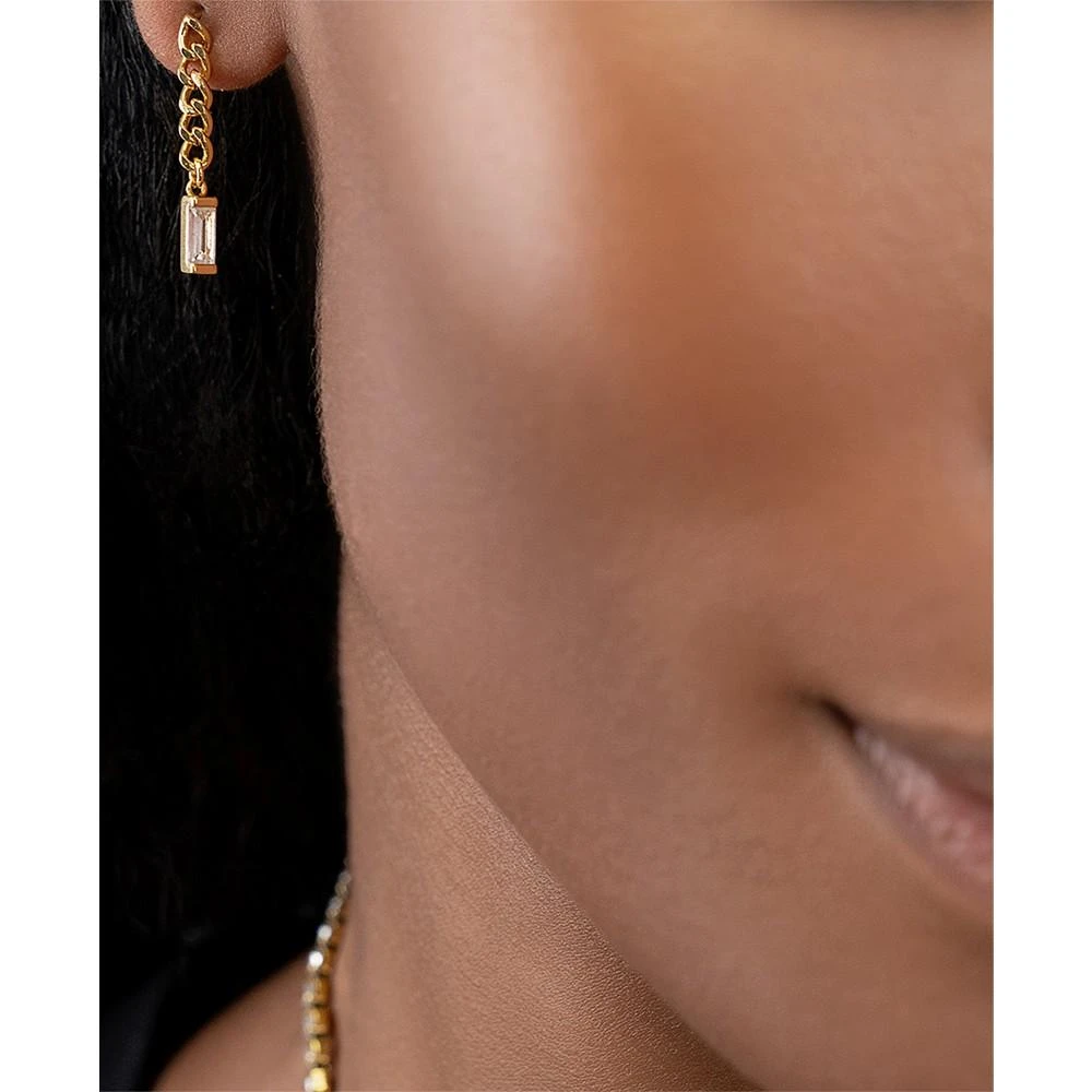 商品ADORNIA|14k Gold-Plated Chain & Rectangle Crystal Linear Drop Earrings,价格¥220,第3张图片详细描述