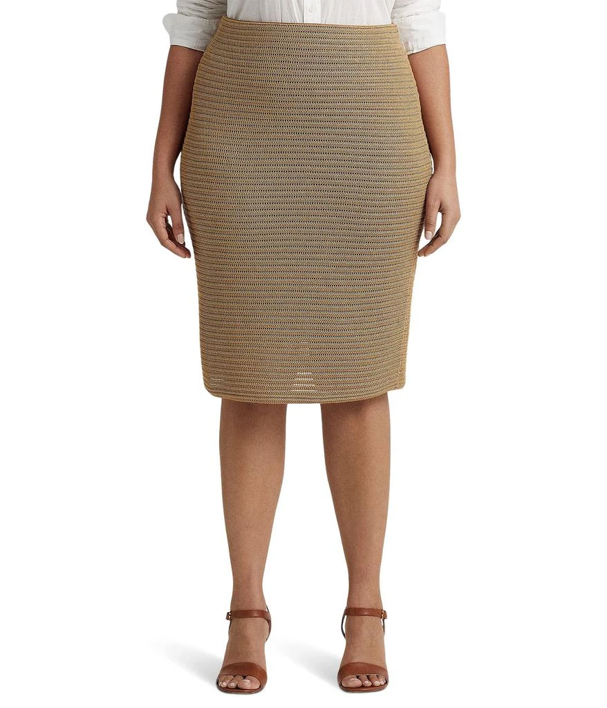 商品Ralph Lauren|Plus Size Metallic Cotton-Blend Knit Pencil Skirt,价格¥1459,第1张图片