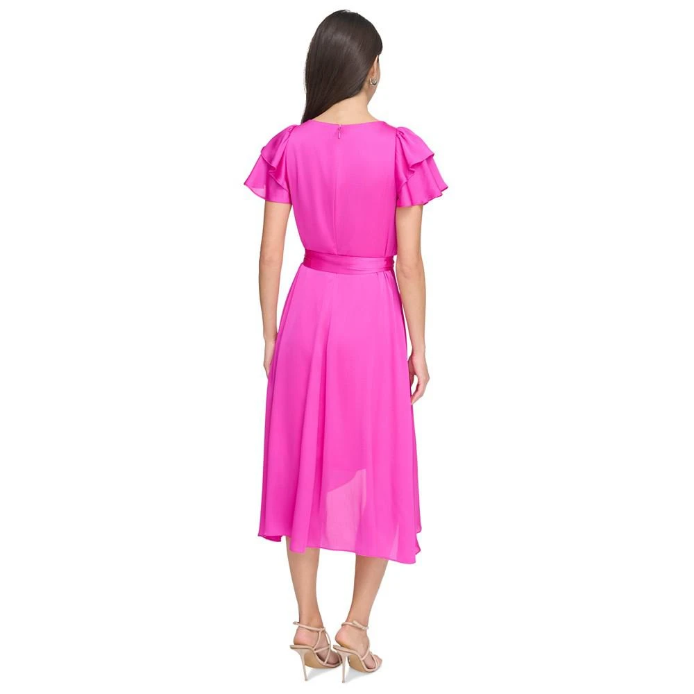 商品DKNY|Women's Layered Flutter-Sleeve Tie-Waist Dress,价格¥599,第2张图片详细描述