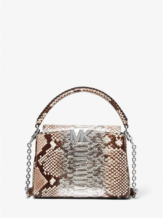 商品Michael Kors|Karlie Small Two-Tone Snake Embossed Leather Crossbody Bag,价格¥1008,第1张图片