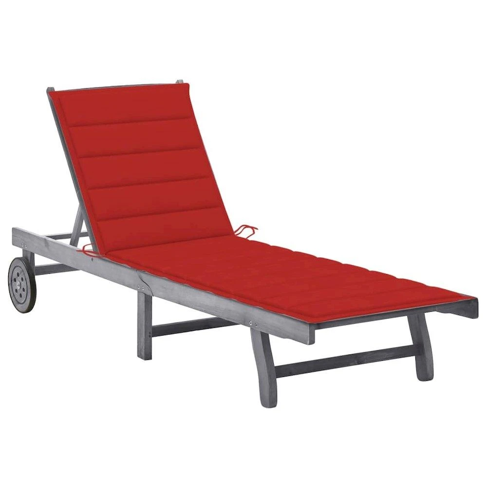 商品VidaXL|Patio Sun Lounger with Cushion Gray Solid Acacia Wood,价格¥2344,第1张图片