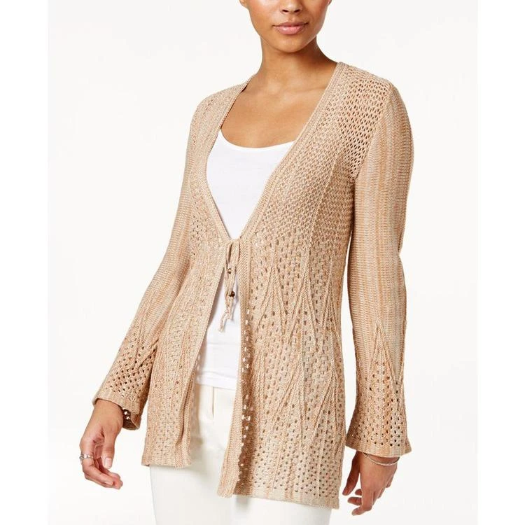 商品Style & Co|Petite Tie-Front Crochet Cardigan, Only At Macy's,价格¥411,第2张图片详细描述