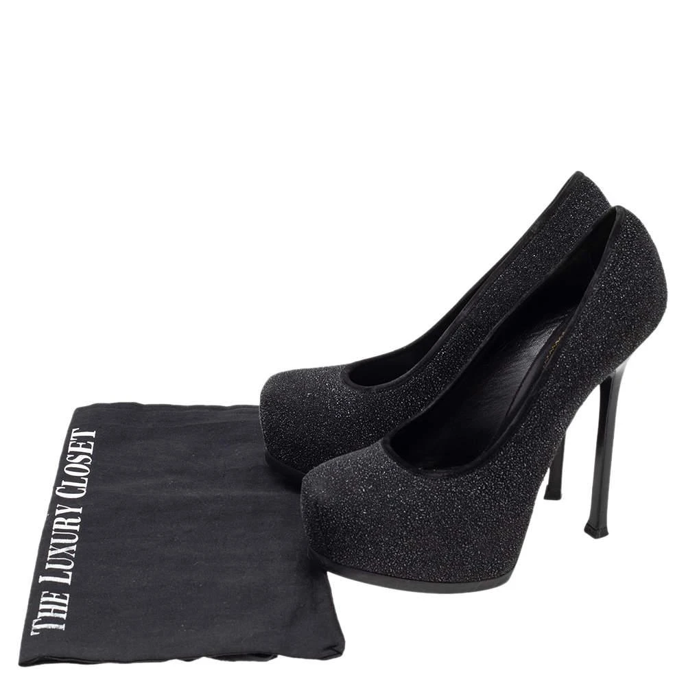 Yves Saint Laurent Black Glitter Tribtoo Platform Pumps Size 40 商品