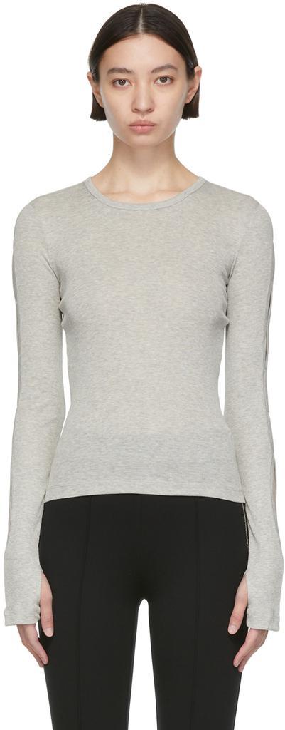 商品Helmut Lang|Gray Cotton Long Sleeve T-Shirt,价格¥932,第1张图片