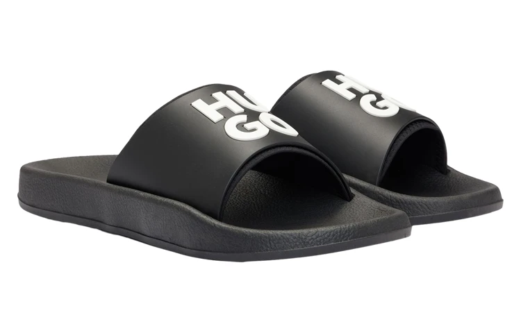 商品[国内直发] Hugo Boss|时尚简约 一字拖鞋 男款 黑色,价格¥392,第4张图片详细描述