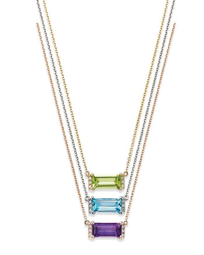 商品Bloomingdale's|Amethyst & Diamond Accent Bar Necklace in 14K Rose Gold, 16-18" - 100% Exclusive,价格¥2261,第3张图片详细描述