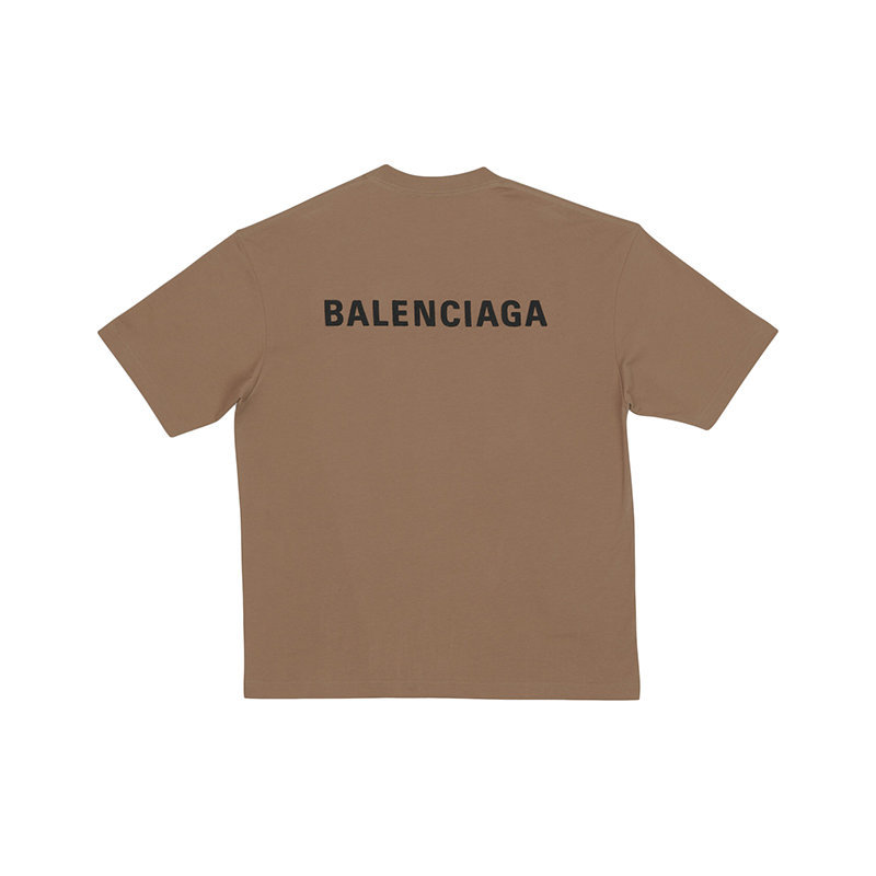 商品Balenciaga|【预售3-7天】Balenciaga/巴黎世家 22年春夏新款 男女同款浅褐色纯棉常规版型短袖T恤612966TMVF47761,价格¥4182,第6张图片详细描述