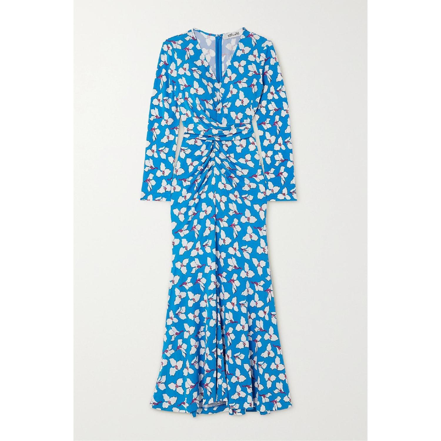 商品Diane von Furstenberg|包邮包税【预售7天发货】 DIANE VON FURSTENBERG 23秋冬 女士 连衣裙 Timmy 缩褶花卉印花弹力平纹布中长连衣裙 1647597303930870 DVFDL1R006GFMSB ,价格¥4808,第1张图片