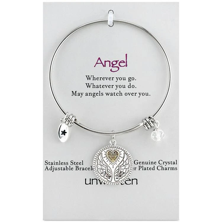 商品Unwritten|Two-Tone Angel Wings Charm Bangle Bracelet in Stainless Steel,价格¥105,第2张图片详细描述