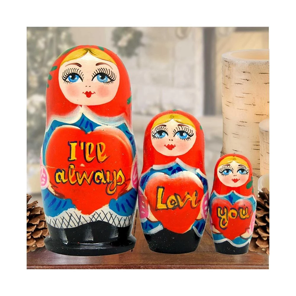 商品G.DeBrekht|I Will Always Love You Matreshka Holiday Nesting Hand-Painted Doll, Set of 3,价格¥142,第1张图片