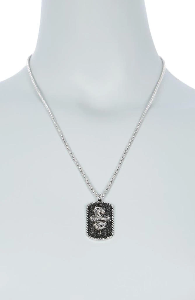 商品Effy|Sterling Silver Pave Black Spinel Snake Dog Tag Pendant Necklace,价格¥1477,第2张图片详细描述