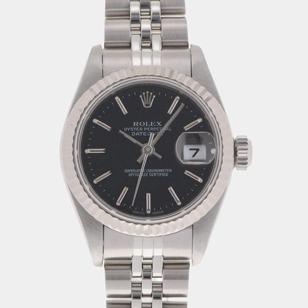 Rolex Black 18K White Gold And Stainless Steel Datejust 79174 Women's Wristwatch 26 mm商品第1张图片规格展示