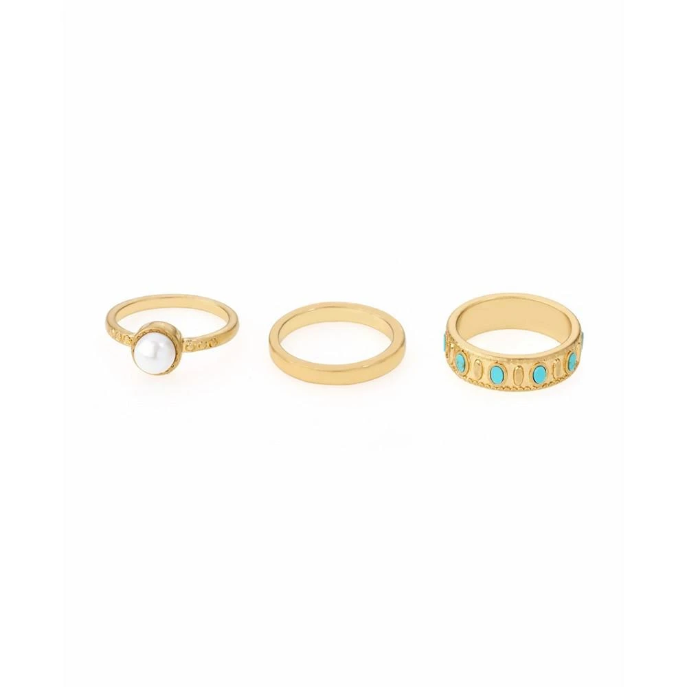 商品Ettika Jewelry|Worn Ring Set with Turquoise and Imitation Pearl,价格¥636,第1张图片